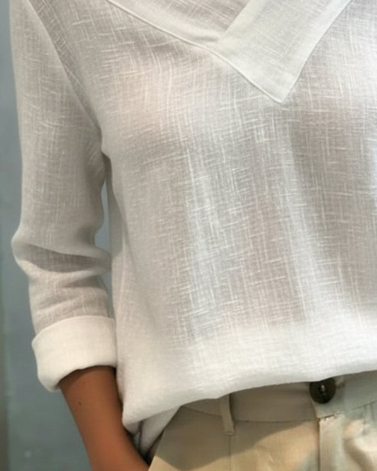 Calanda | Women's Oversized Off-Shoulder V-Neck Top