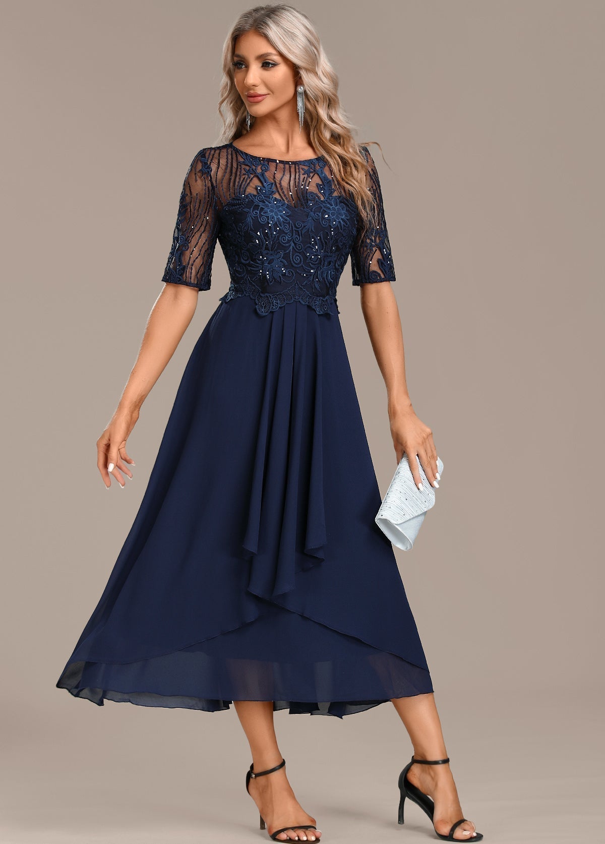 Marceline | Women's Lace Wedding Navy Dress