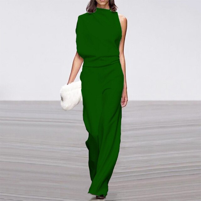 Adelaide | Women's High-Neck Wide-Leg No-Sleeve Jumpsuit