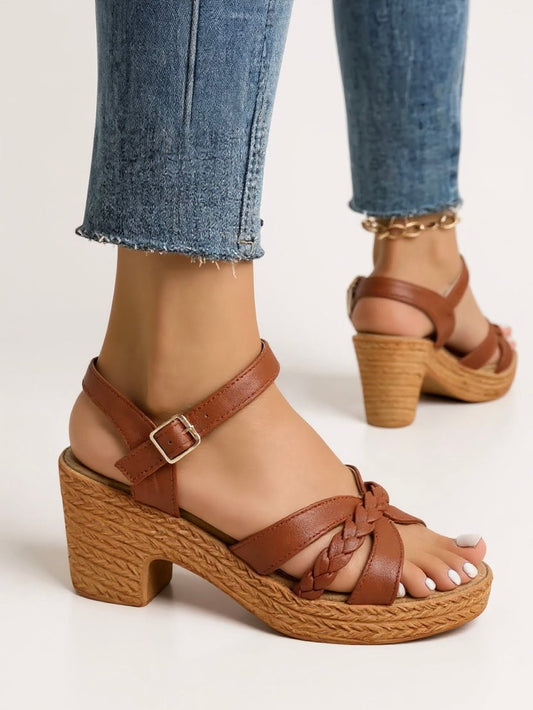 Vesta | Women's Woven Block Heel Sandals