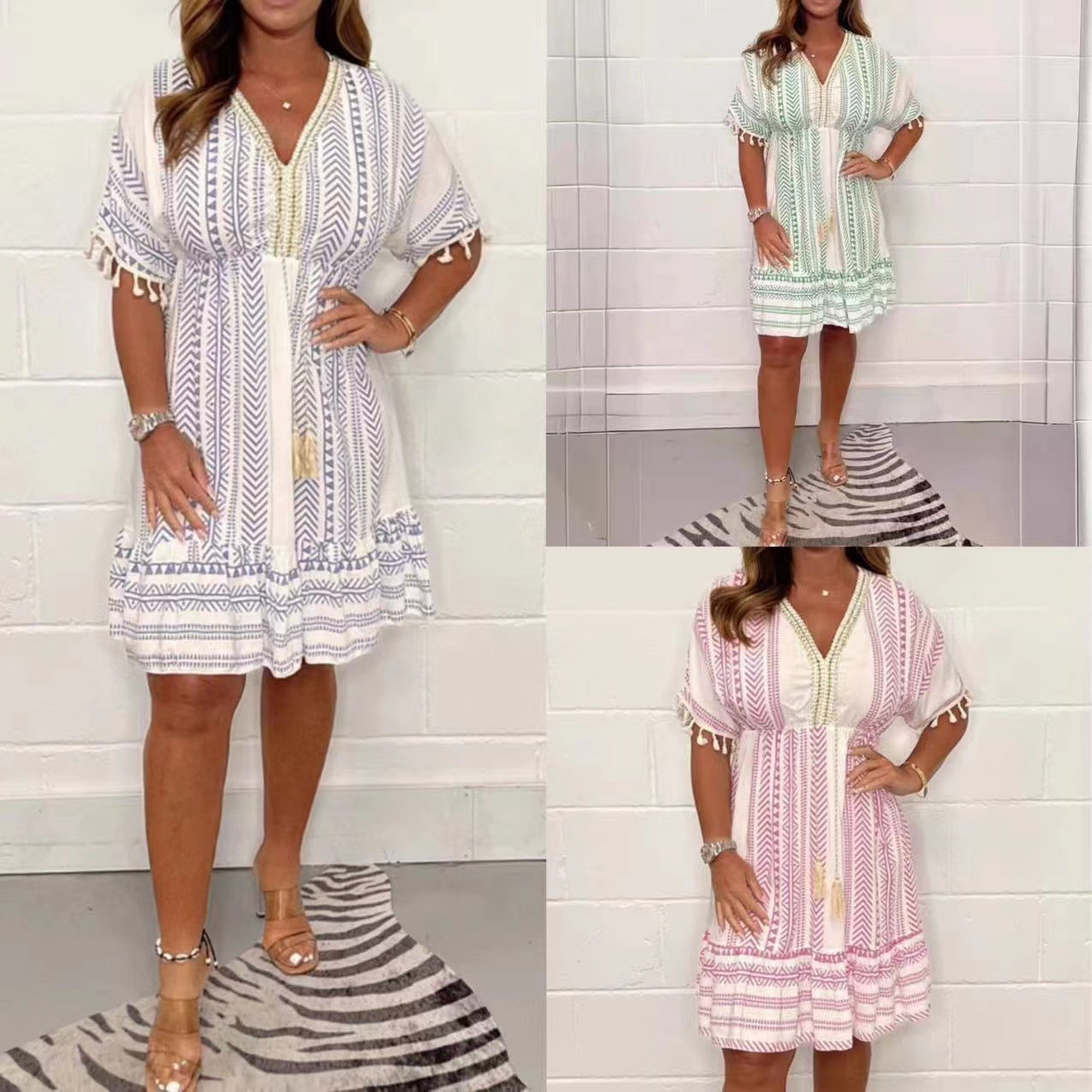 Ardis | Women's Mini Lace Boho V-Neck Dress