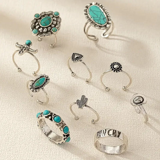 Romilda | Women's 10-Piece Western Ring Set