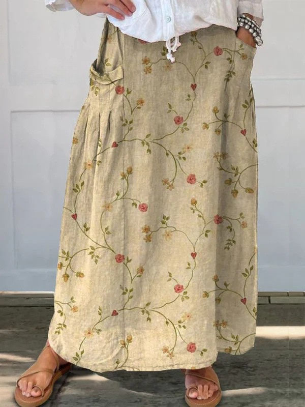 Tsavorite | Women's Floral Casual Vintage Skirt
