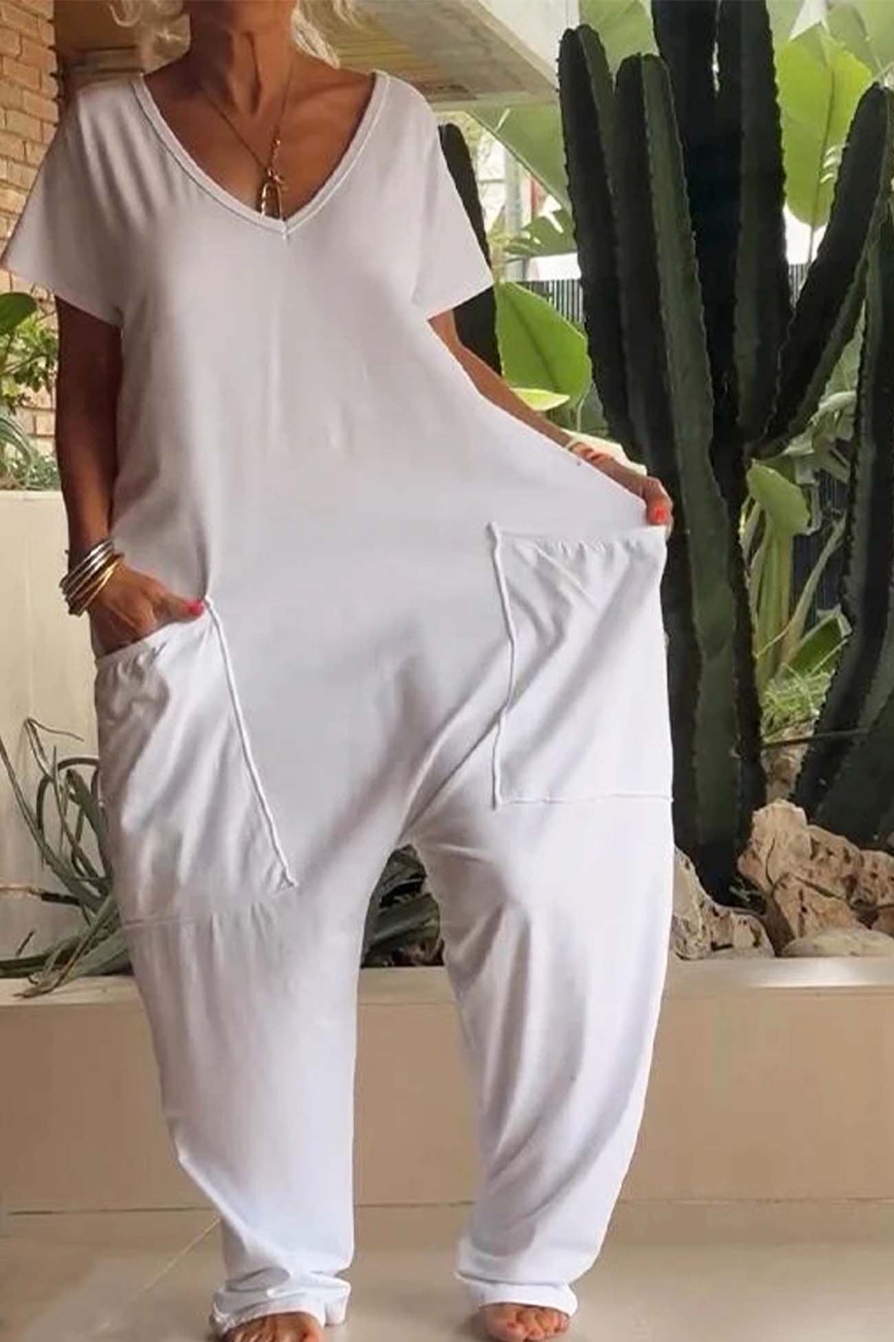 Lavinia | Women's V-Neck Wide-Leg Summer Jumpsuit