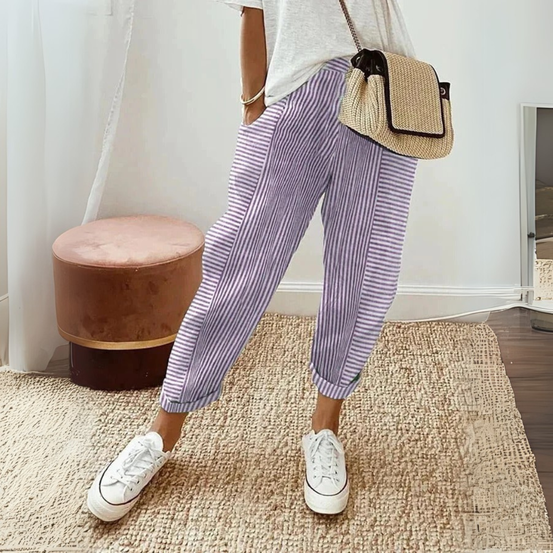 Aixa | Women's Striped Wide-Leg Summer Trousers