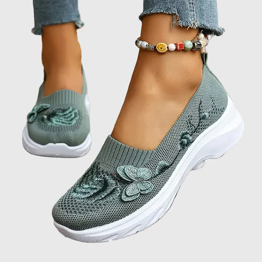 Gunnel | Women's Floral Embroidered Lace Casual Trainers