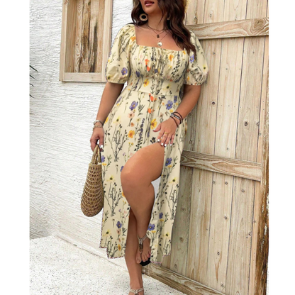Carlotta | Women's Maxi Plus-Size Puff-Sleeve Dress