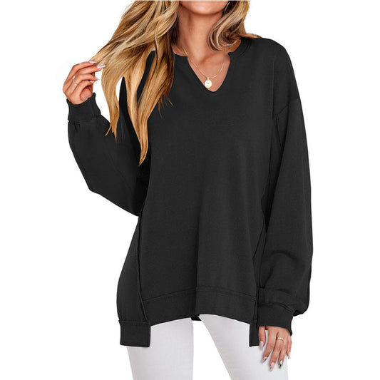 Calandra | Women's Oversized V-Neck Sweatshirt Top