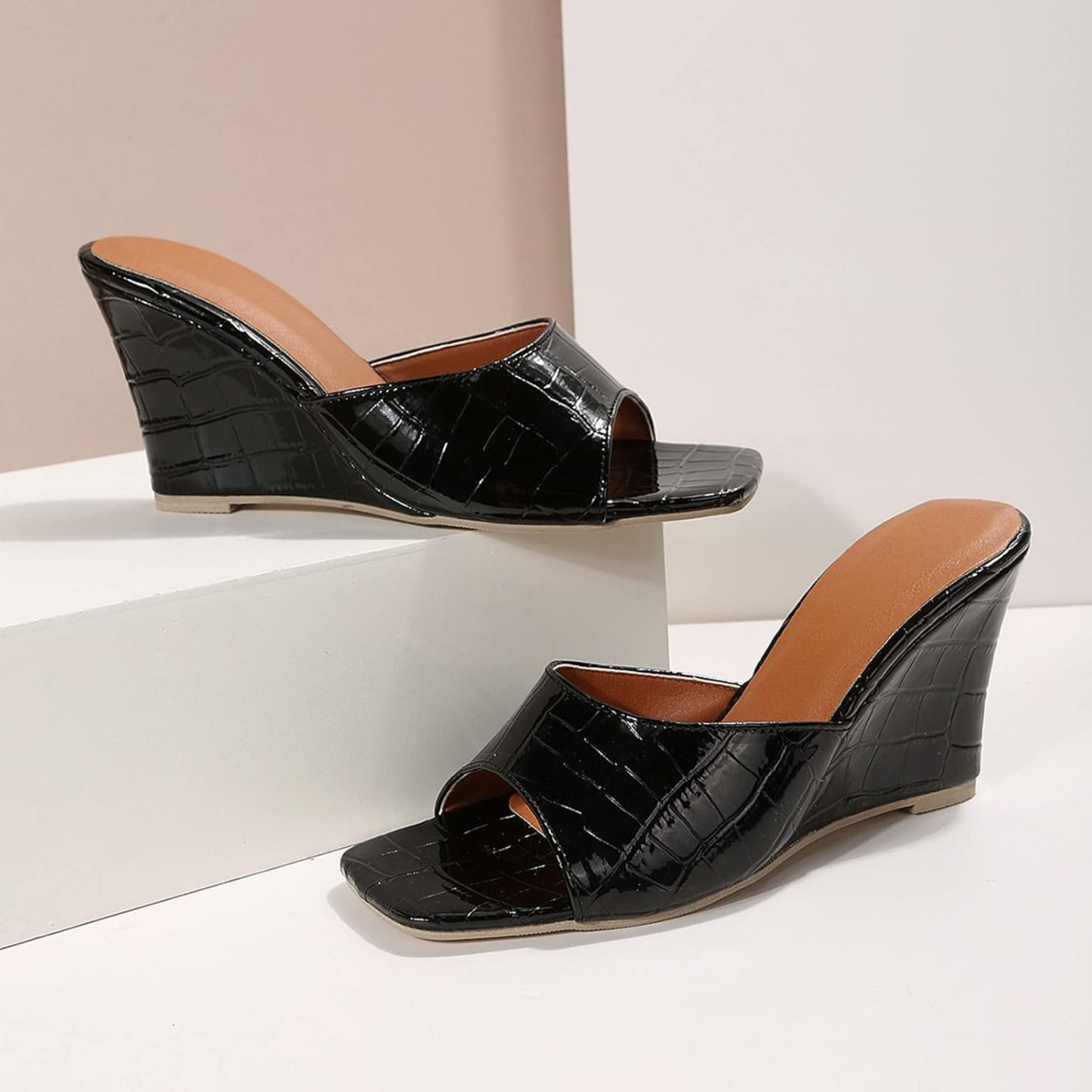 Flora | Women's Lace Leather Wedge Shoes