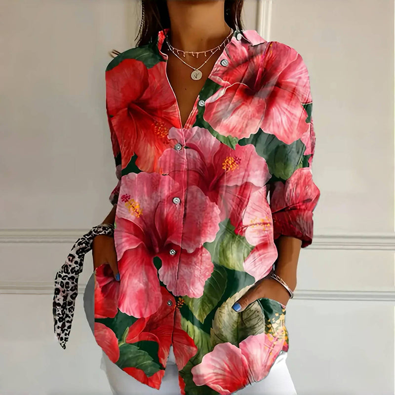 Nalisa | Women's Floral Oversized Workwear Blouse