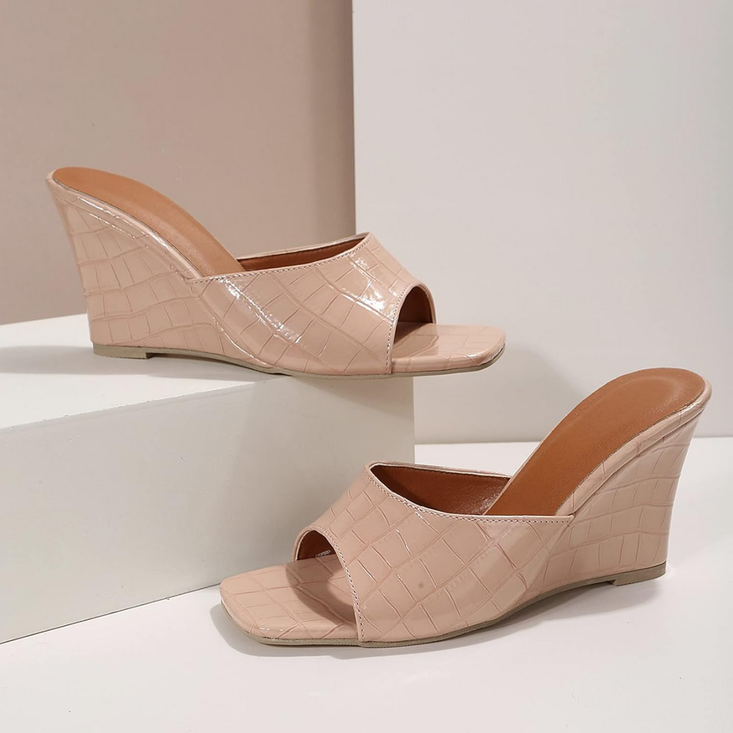 Flora | Women's Lace Leather Wedge Shoes