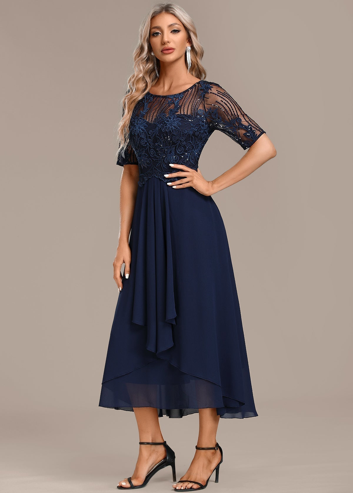 Marceline | Women's Lace Wedding Navy Dress