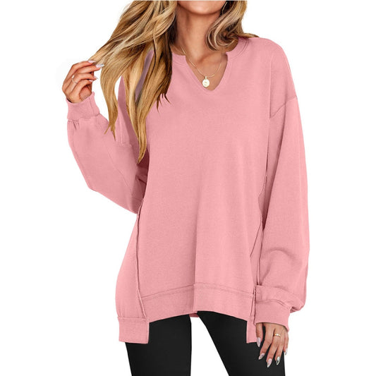 Calandra | Women's Oversized V-Neck Sweatshirt Top