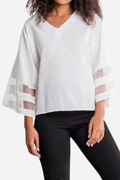 Zelanea | Women's Striped V-Neck Workwear Blouse