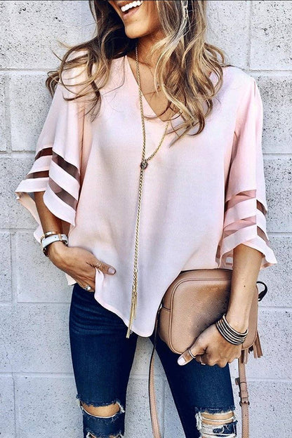 Zelanea | Women's Striped V-Neck Workwear Blouse