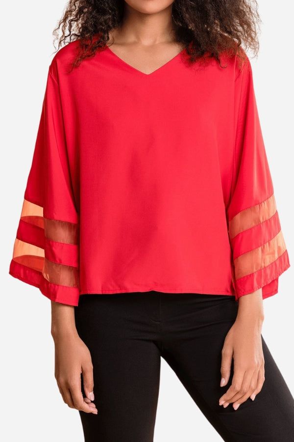 Zelanea | Women's Striped V-Neck Workwear Blouse