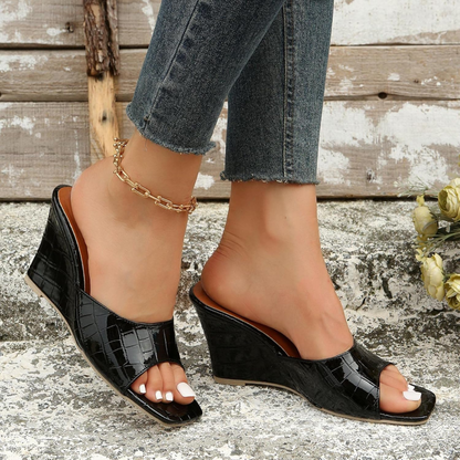 Flora | Women's Lace Leather Wedge Shoes