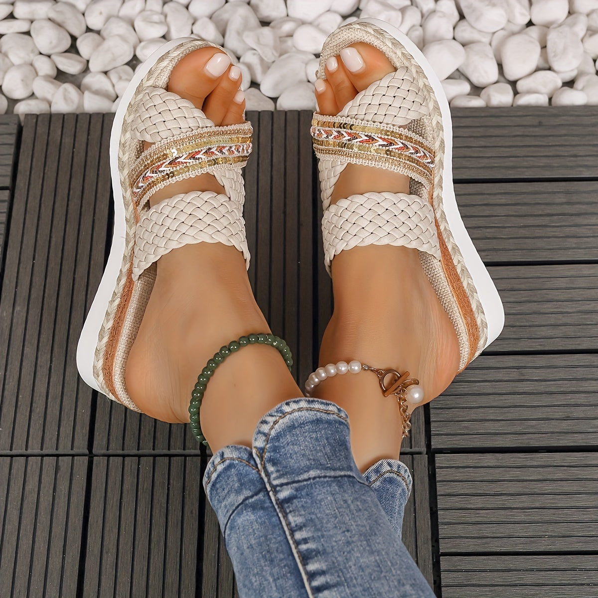 Zinnia | Women's Beach Woven Slip-On Sandals