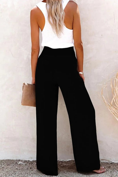 Aillis | Women's Smocked Cozy High-Waisted Trousers