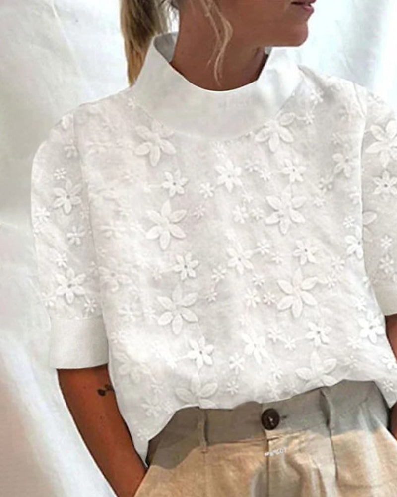 Talema | Women's Floral Embroidered High-Neck Casual Piece