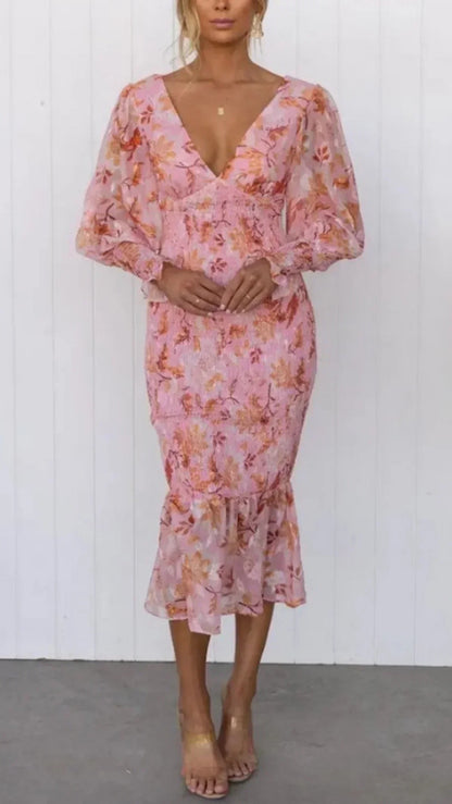 Delama | Women's Floral Wedding Guest Evening Dress