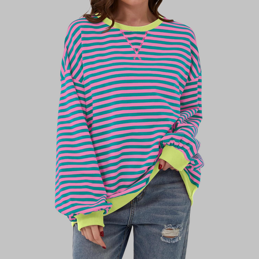 Calika | Women's Striped Oversized Casual Sweatshirt