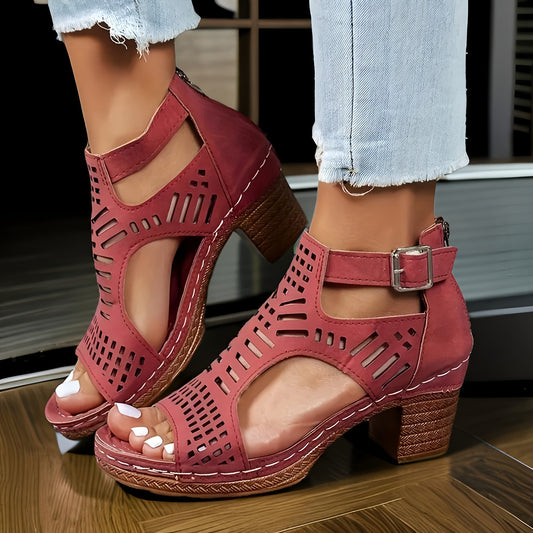 Myfanwy | Women's Cut-Out Casual Block Sandals