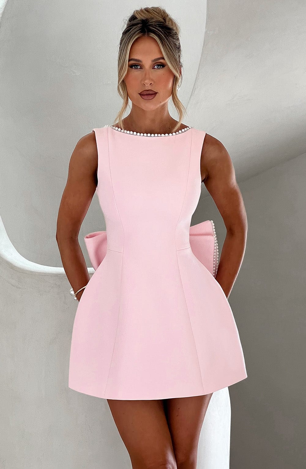 Cosette | Women's Mini Lace Pearl Dress