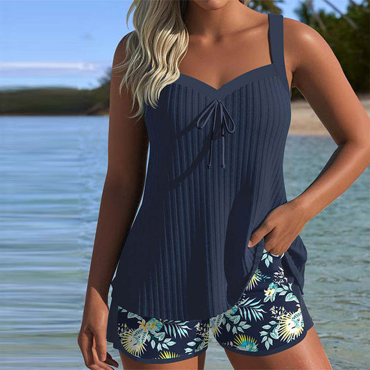 Noemi | Women's Tummy-Control Striped Lace Beach Tankini