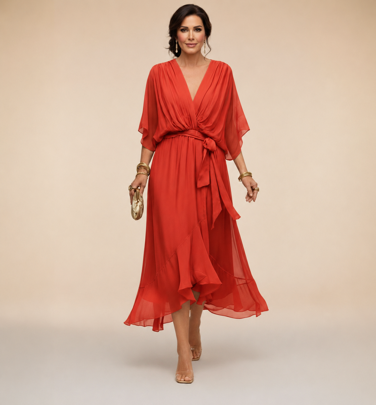 Xaviera | Women's Midi Wrap V-Neck Casual Dress