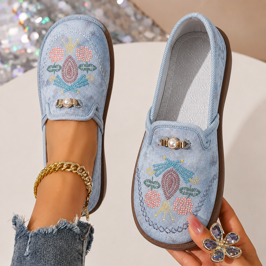 Aphrodite | Women's Floral Embroidered Casual Loafers