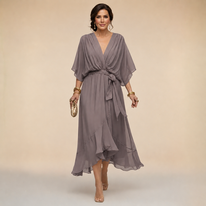Xaviera | Women's Midi Wrap V-Neck Casual Dress