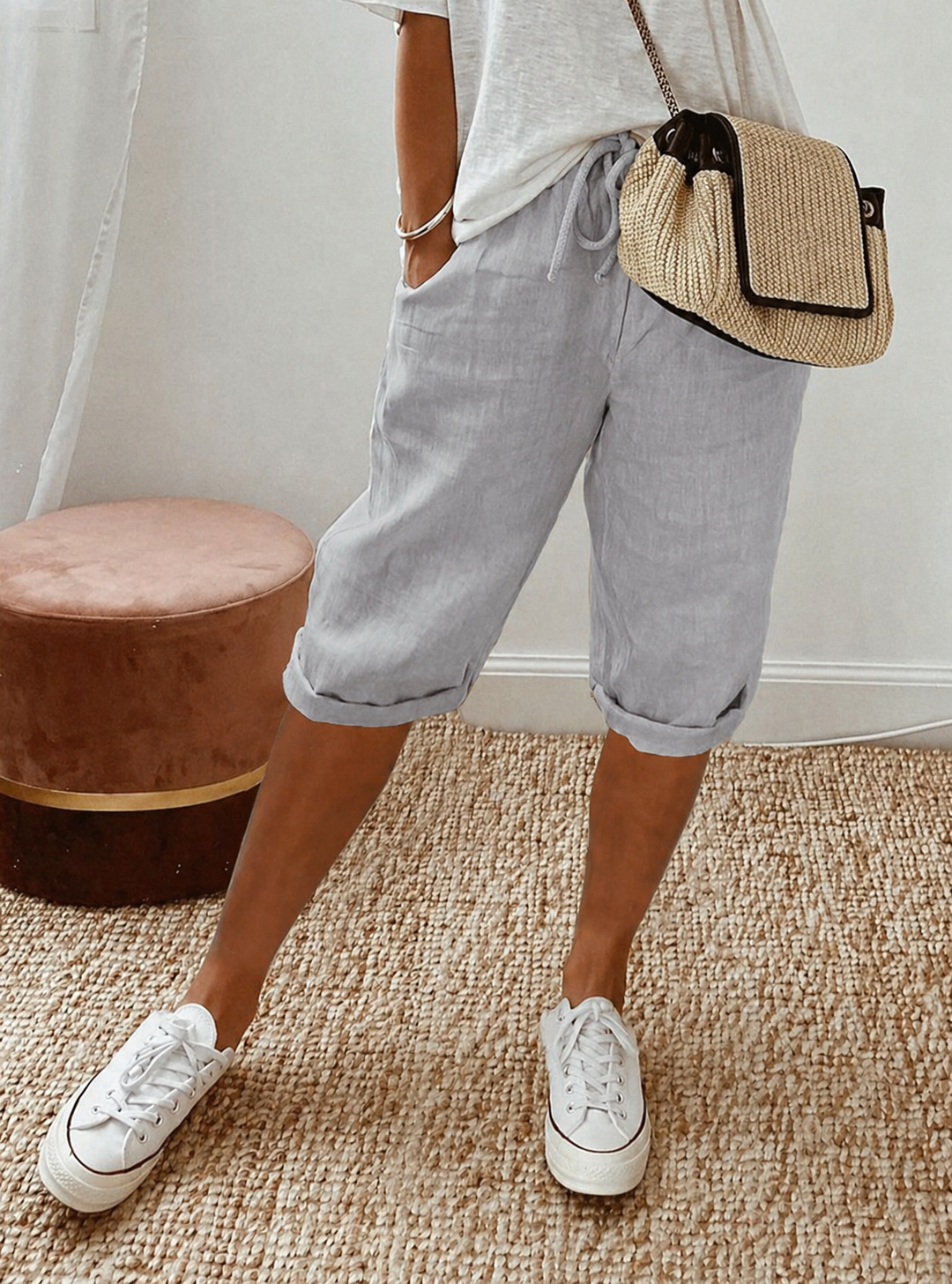 Aillin | Women's Beach Relaxed Capri Trousers