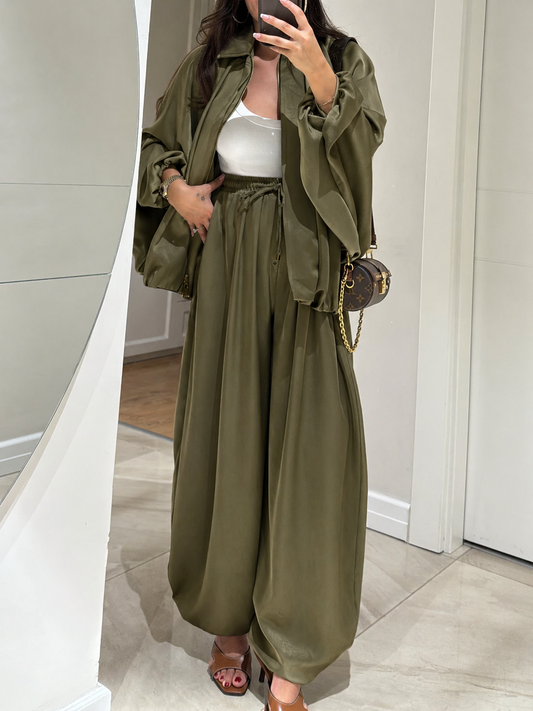 Fabisha | Women's Casual Jacket Drawstring Suit