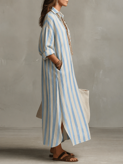 Philippa | Women's Striped V-Neck Full Dress