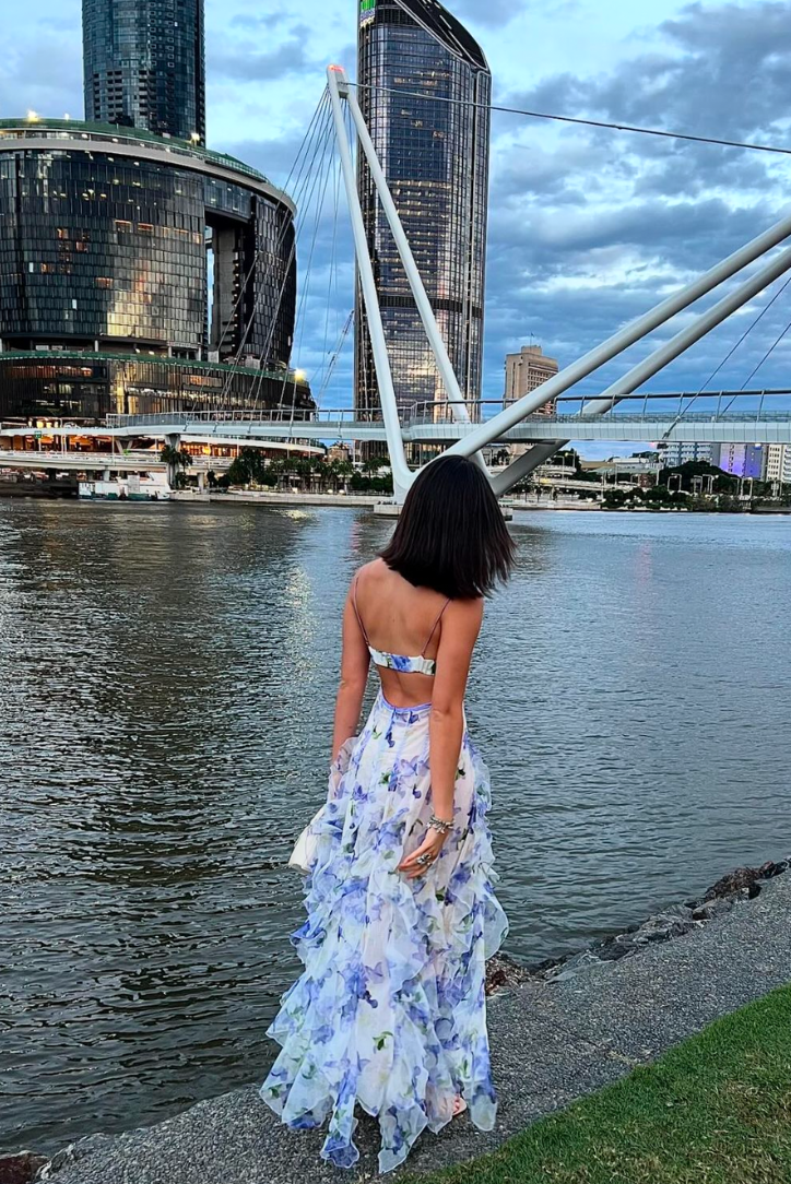 Delina | Women's Maxi Floral Lace Cut-Out Dress