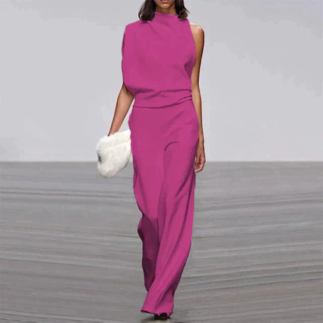 Adelaide | Women's High-Neck Wide-Leg No-Sleeve Jumpsuit