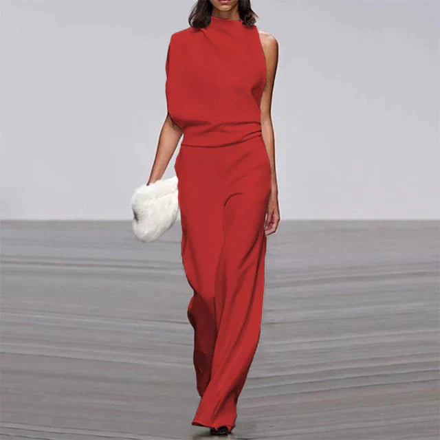 Adelaide | Women's High-Neck Wide-Leg No-Sleeve Jumpsuit