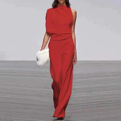 Adelaide | Women's High-Neck Wide-Leg No-Sleeve Jumpsuit