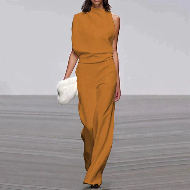 Adelaide | Women's High-Neck Wide-Leg No-Sleeve Jumpsuit
