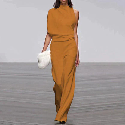 Adelaide | Women's High-Neck Wide-Leg No-Sleeve Jumpsuit