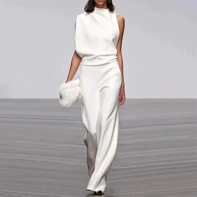 Adelaide | Women's High-Neck Wide-Leg No-Sleeve Jumpsuit