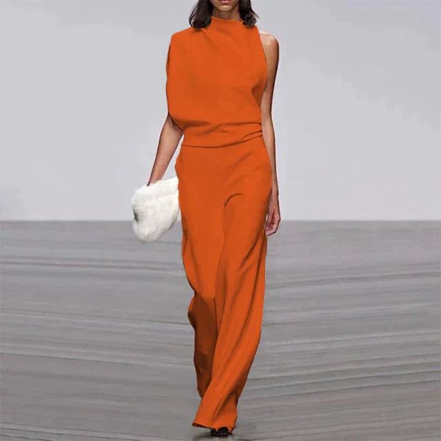 Adelaide | Women's High-Neck Wide-Leg No-Sleeve Jumpsuit