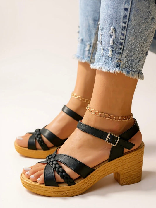 Vesta | Women's Woven Block Heel Sandals