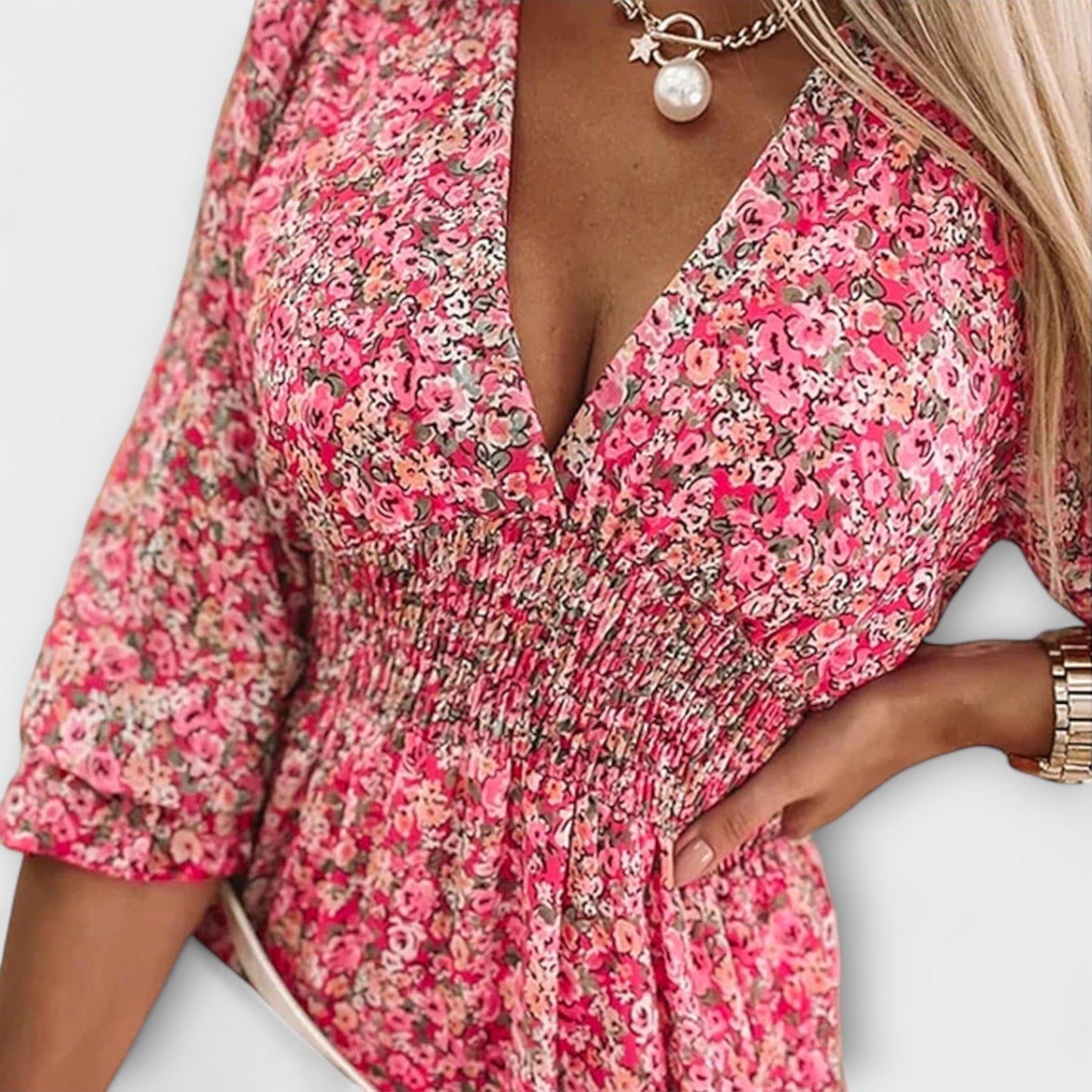 Elvira | Women's Floral Puff-Sleeve Summer Dress