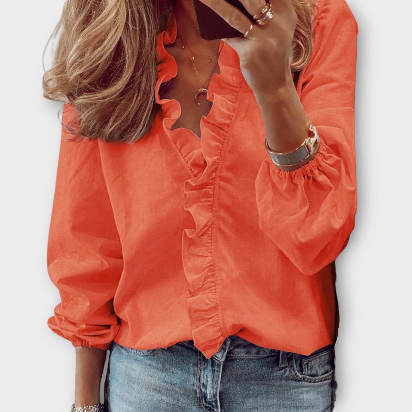 Malandra | Women's Ruffle V-Neck Workwear Blouse