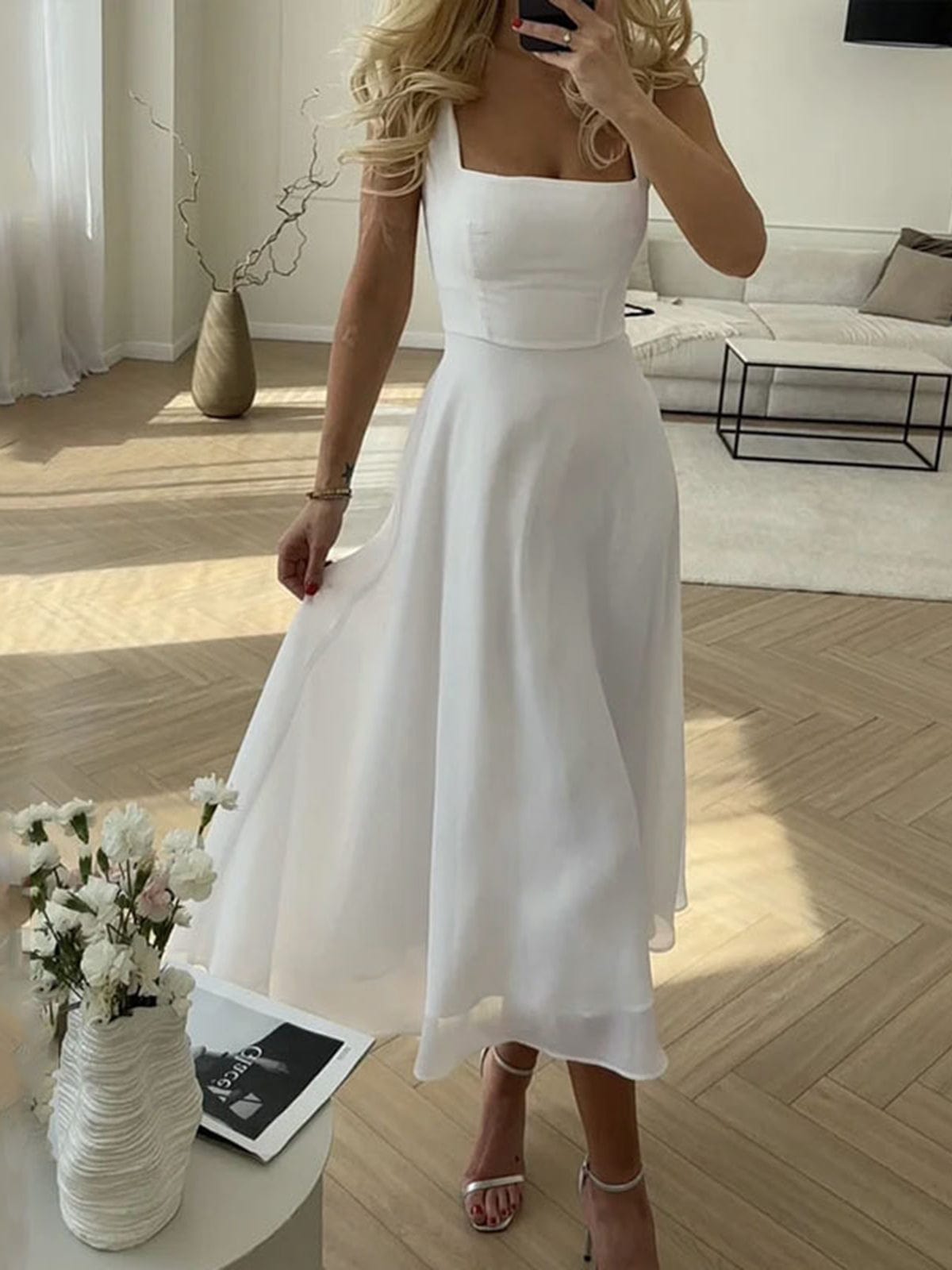 Colette | Women's Midi Square-Neck Wedding Dress