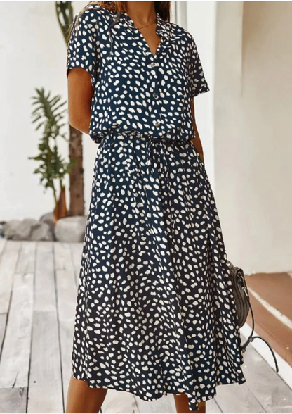 Isabeau | Women's Midi Oversized V-Neck Summer Dress