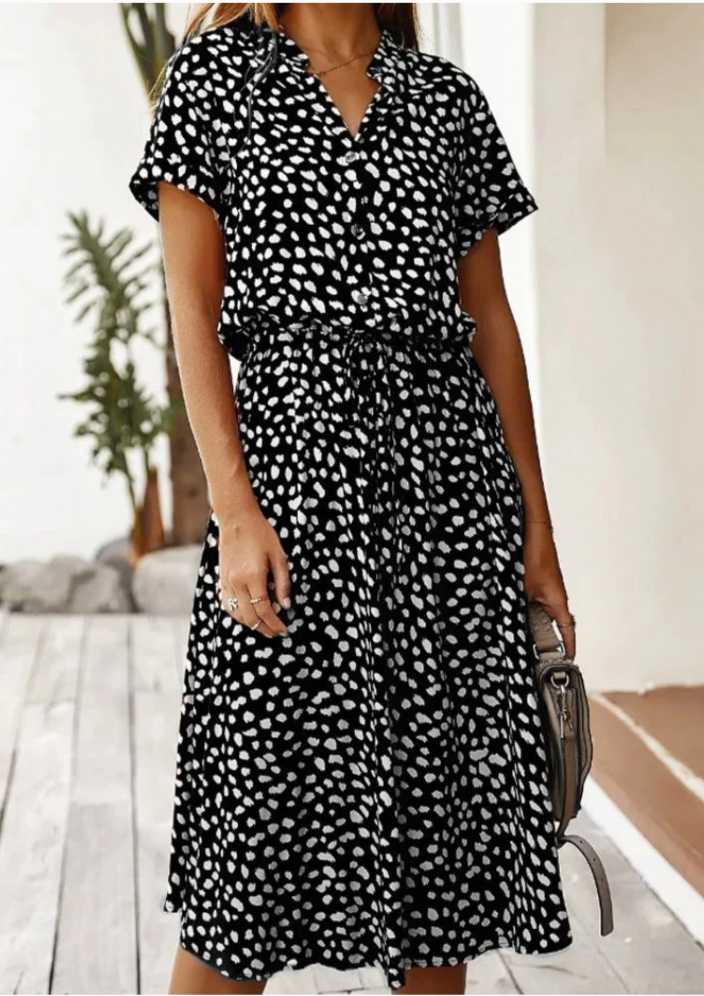 Isabeau | Women's Midi Oversized V-Neck Summer Dress
