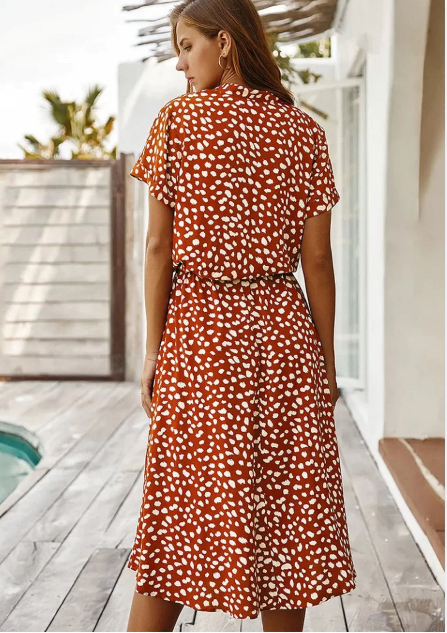 Isabeau | Women's Midi Oversized V-Neck Summer Dress